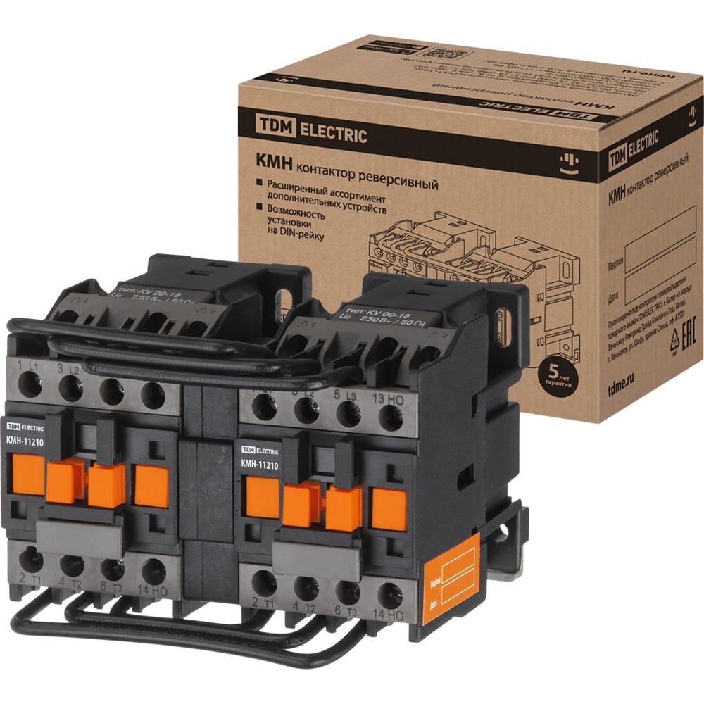 Изображение товара Контактор TDM ELECTRIC КМН-11230 реверс 12А 230В/АС3 2НО