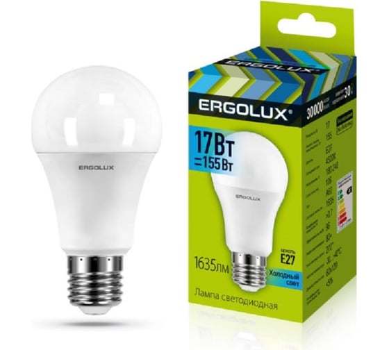 Изображение товара Электрическая светодиодная лампа Ergolux LED-A60-17W-E27-4K ЛОН 17Вт E27 4500K 13180