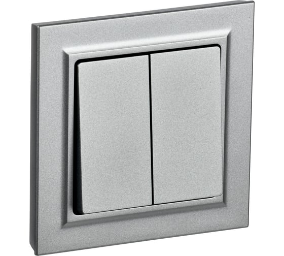 Изображение товара 2-клавишный выключатель IEK Brite 10а в сборе вср10-2-0-бра алюм. BR-V20-0-10-K47-F