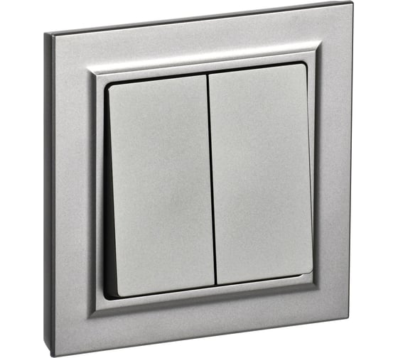 Изображение товара 2-клавишный выключатель IEK Brite 10а в сборе вср10-2-0-брс сталь BR-V20-0-10-K46-F