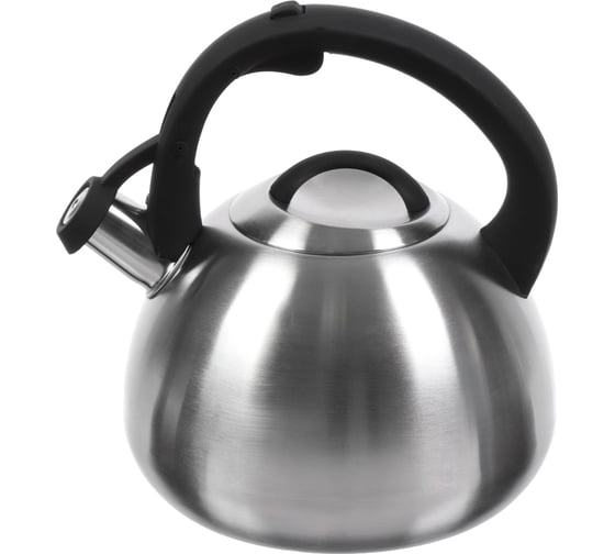 Изображение товара Чайник DANIKS нержавеющая сталь, 2.7 л, свисток, матовый, ручка бакелит, с силиконовым покрытием, индукция, стальной, m-085 397662