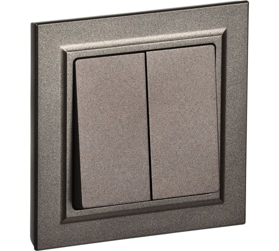 Изображение товара 2-клавишный выключатель IEK Brite 10а в сборе вср10-2-0-бртб бр. BR-V20-0-10-K45-F