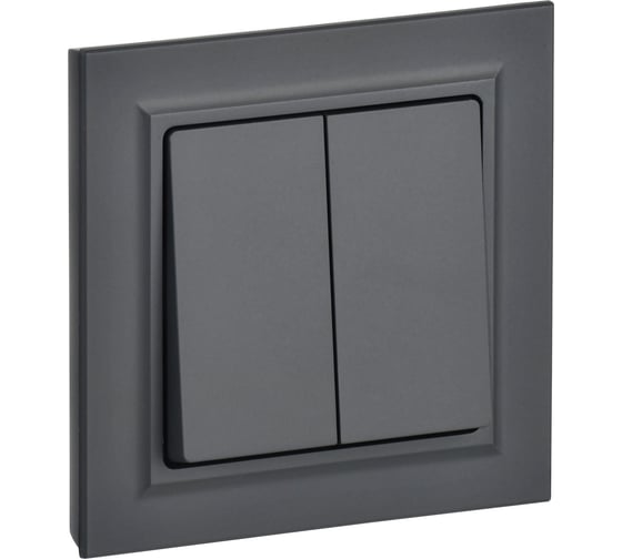 Изображение товара 2-клавишный выключатель IEK Brite 10а в сборе вср10-2-0-брг граф. BR-V20-0-10-K53-F