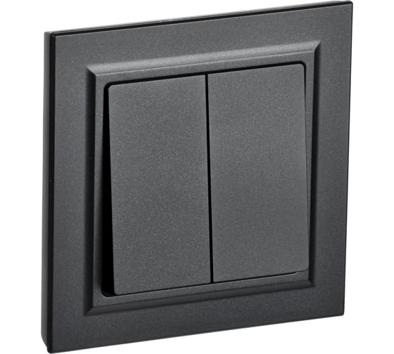 Изображение товара 2-клавишный выключатель IEK Brite 10а в сборе вср10-2-0-брч черн. BR-V20-0-10-K02-F