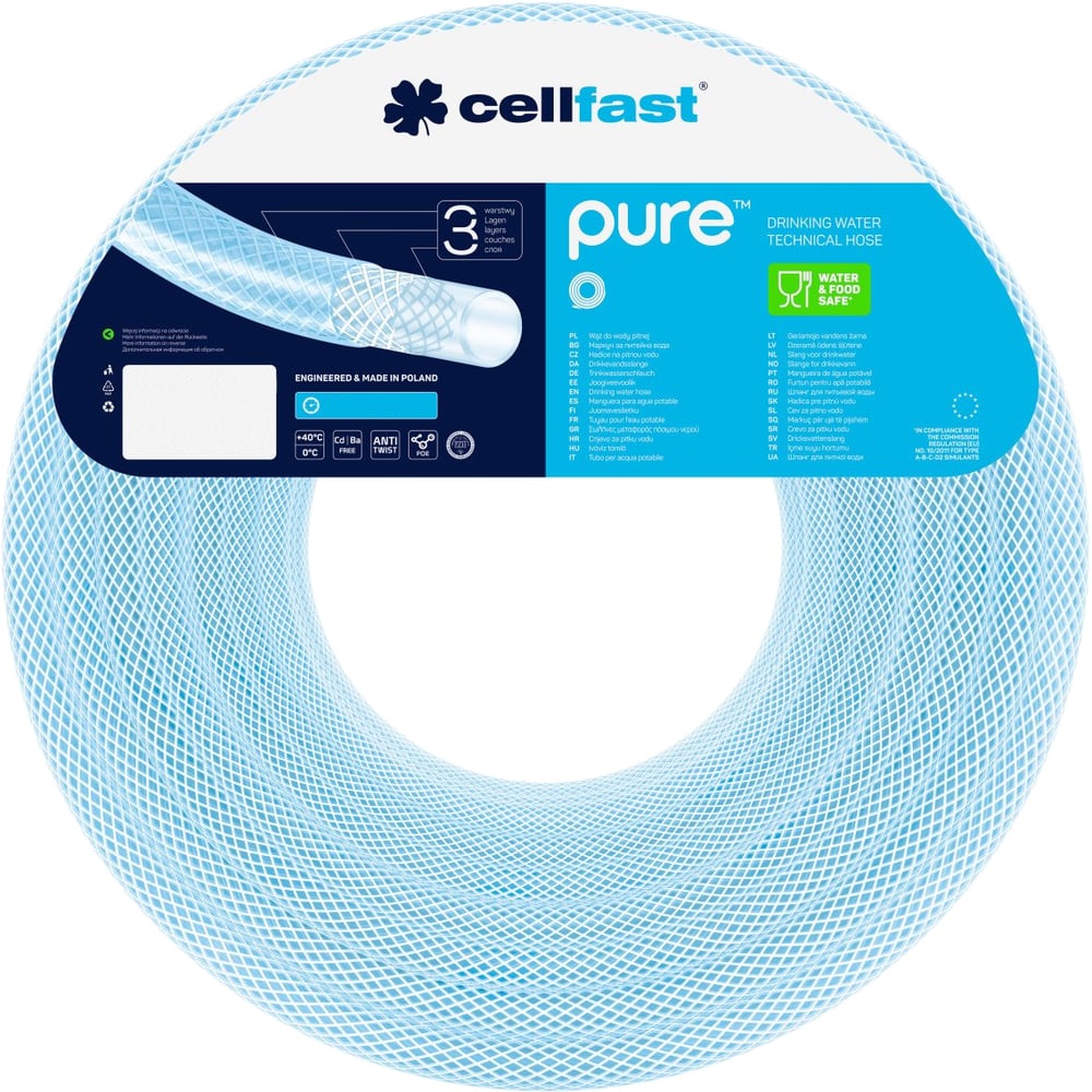 фото Шланг cellfast pure для питьевой воды 12.5x2.5 20 м 20-140