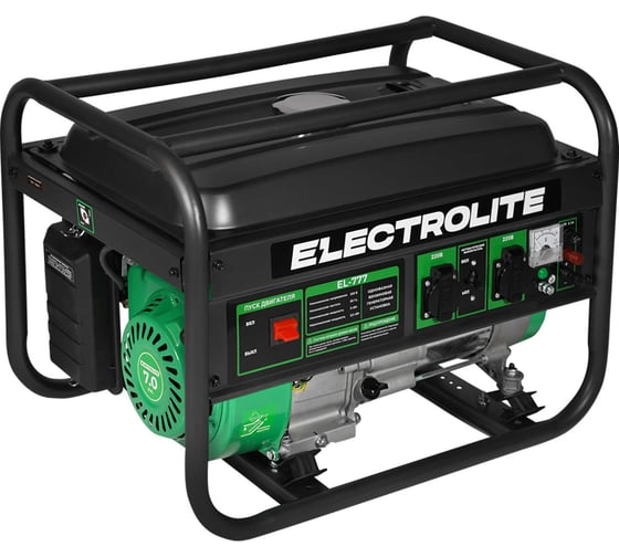 Изображение товара Бензиновый электрический генератор Electrolite EL777 4.875 кВа максимальная нагрузка, 220 В, 3 / 3.5 кВт, 7 л.с, ручной стартер 6236