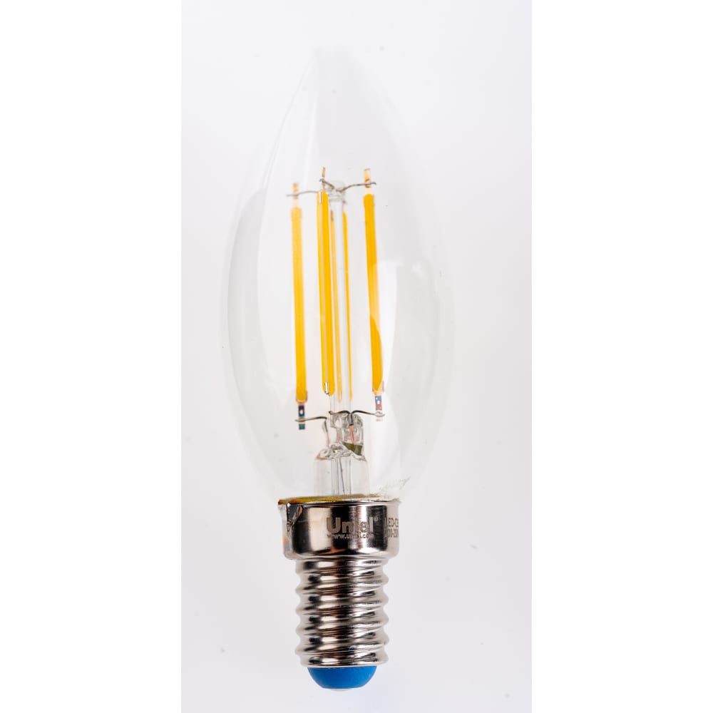 фото Светодиодная лампа uniel led-c35-7,5w/nw/e14/cl gla01tr форма свеча, прозрачная ul-00003247