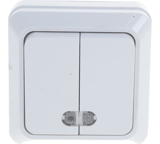 Изображение товара Выключатель IN HOME 2кл с подсветкой BOLLETO белый накл 7123 4680005959778