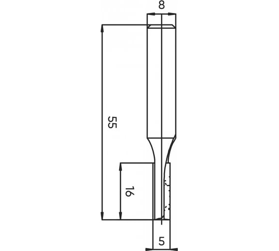 Изображение товара Фреза пазовая D=5x16x55 мм, S=8 мм 101.0809 Deltatools 06-5288