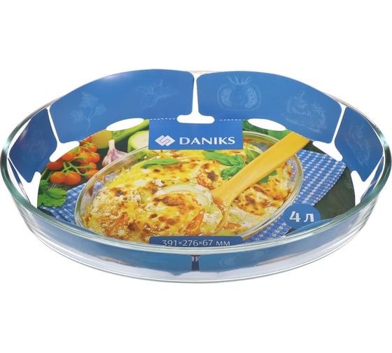 Изображение товара Форма для запекания DANIKS стекло, 27.6x39.1x6.7 см, 4 л, овальная, hsap40lt 361438