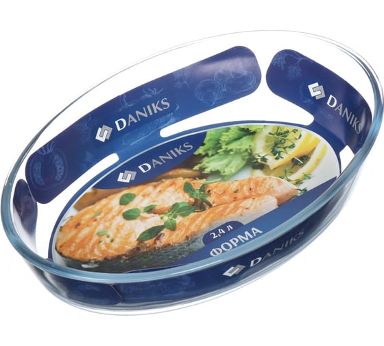 Изображение товара Форма для запекания DANIKS стекло, 21.4x29.8x6.3 см, 2.4 л, овальная, dnx-24r 282527