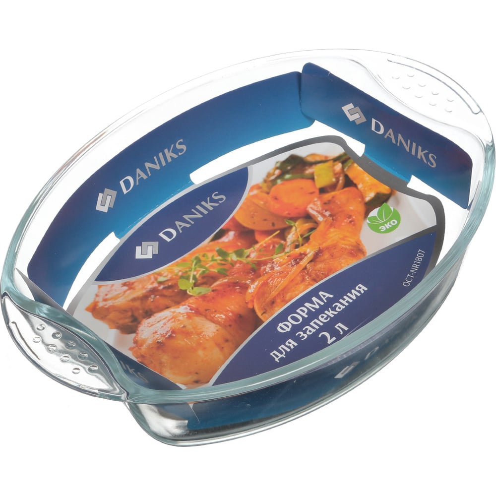 Изображение товара Форма для запекания DANIKS стекло 2 л овальная 21.3x30x6.3 см