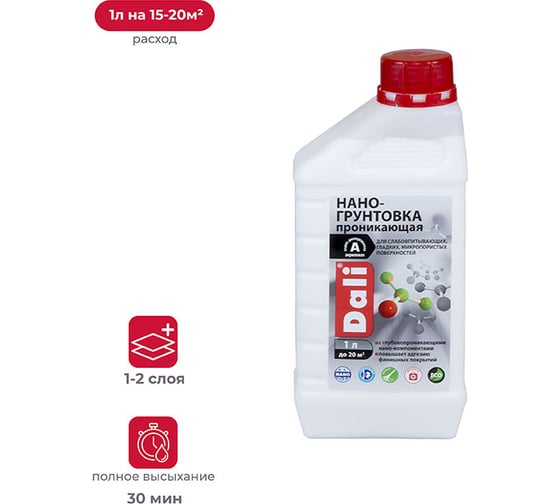 Изображение товара Акриловая глубокопроникающая нано-грунтовка DALI 1л 6 15696