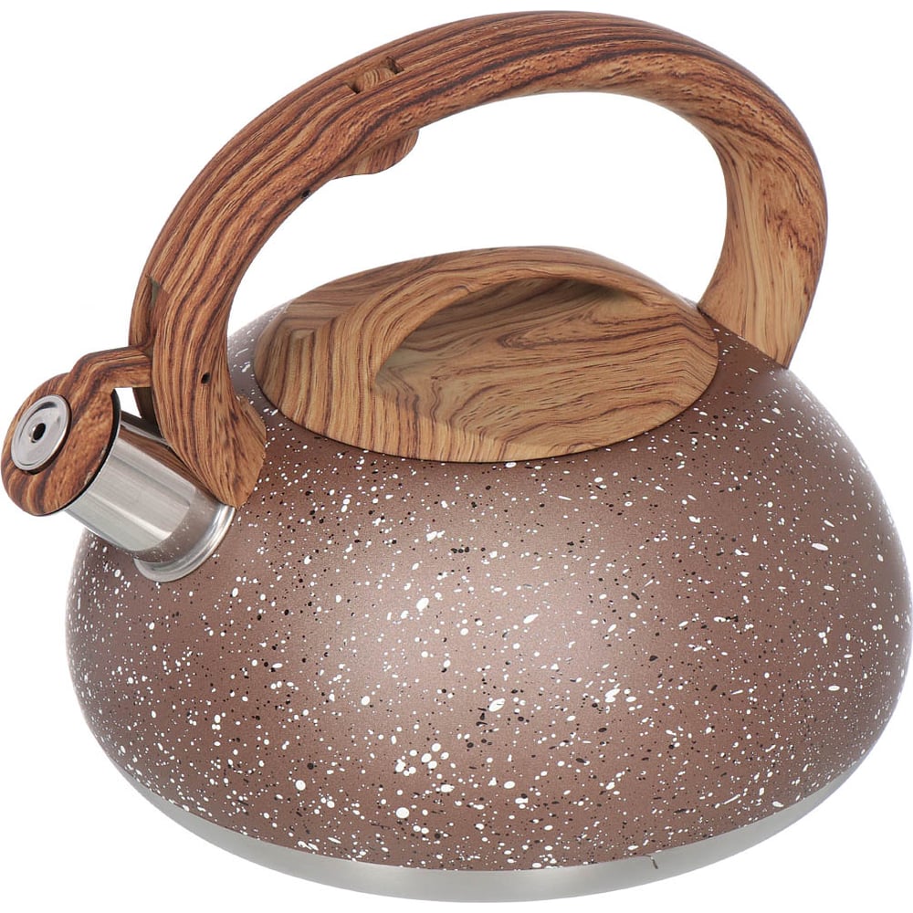 Изображение товара Чайник DANIKS нержавеющая сталь, 3 л, свисток, матовый, ручка бакелит, коричневый мрамор, dsc-8800 296810