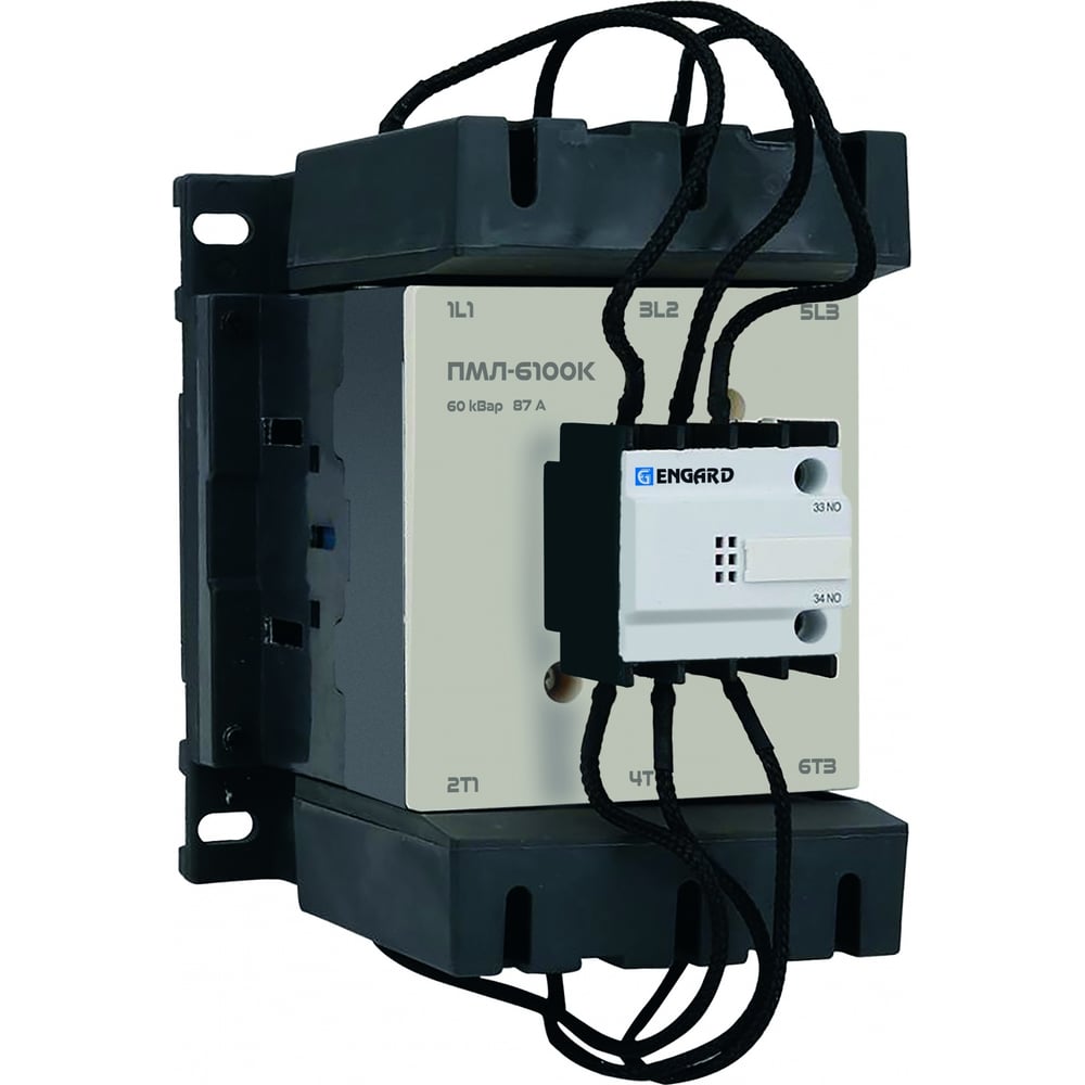 Изображение товара Контактор Engard ПМЛ-6100К20-60 для коммутации конденсаторных батарей 220В 87А