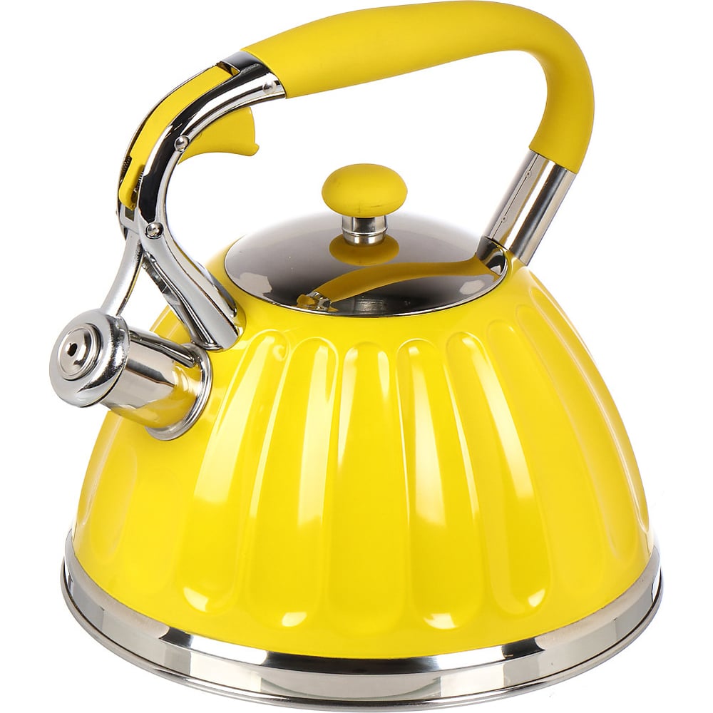 Изображение товара Чайник DANIKS 3 л из нержавеющей стали с свистком, желтый для индукции