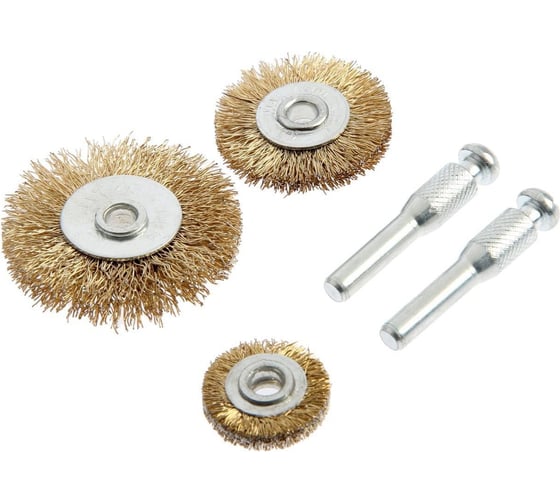 Изображение товара Набор щеток металлических для дрели плоские 25-38-50 мм, 3 шт + 2 шпильки ТУНДРА 1722230