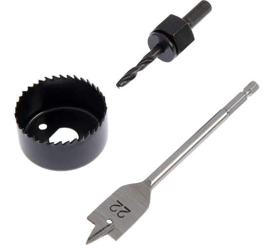 Изображение товара Набор для установки врезных замков сверло перовое 22 мм, пила кольцевая 54 мм ТУНДРА 2603042