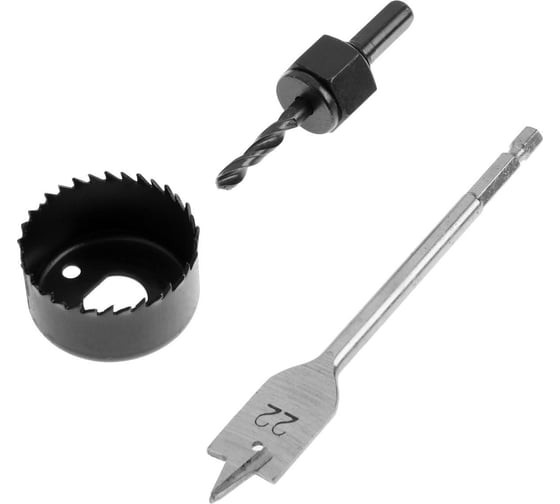 Изображение товара Набор для установки врезных замков сверло перовое 22 мм, пила кольцевая 48 мм ТУНДРА 1119740