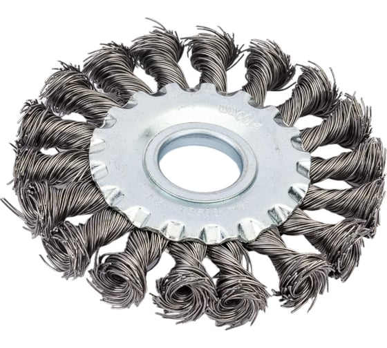 Изображение товара Щетка дисковая для УШМ (жгутированная стальная проволока 0,5 мм, 100 мм) MIRAX 35140-100