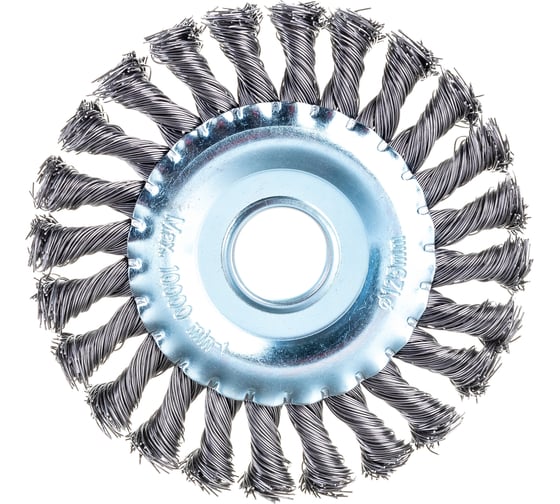 Изображение товара Щетка дисковая для УШМ (жгутированная стальная проволока 0,5 мм, 125 мм) MIRAX 35140-125