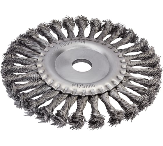 Изображение товара Щетка дисковая для УШМ (жгутированная стальная проволока 0,5 мм, 175 мм) MIRAX 35140-175