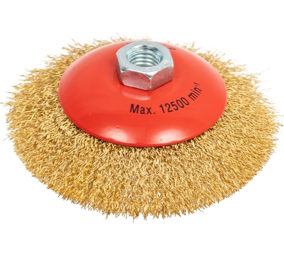 Изображение товара Щетка коническая для УШМ (латунированная проволока 0,3 мм, 115 мм) MIRAX 35143-115