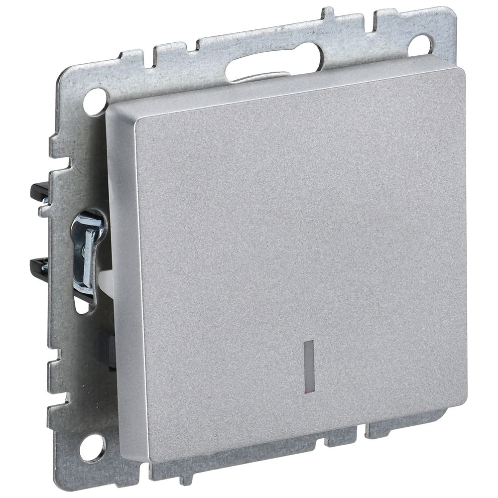 Изображение товара Проходной 1-клавишный выключатель IEK Brite с индикатором 10а вс10-1-7-бра алюм. BR-V12-1-10-K47