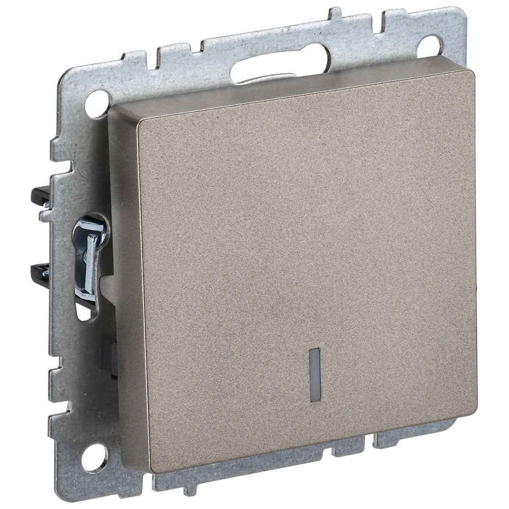 Изображение товара Проходной 1-клавишный выключатель IEK Brite с индикатором 10А шампань