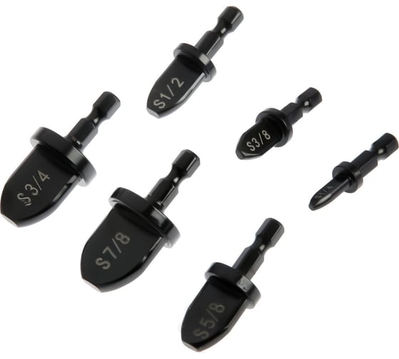 Изображение товара Набор насадок на шуруповерт ТУНДРА расширитель медных труб, 1/4-3/8-1/2-5/8-7/8-3/4, 6 шт. 934667 9346670