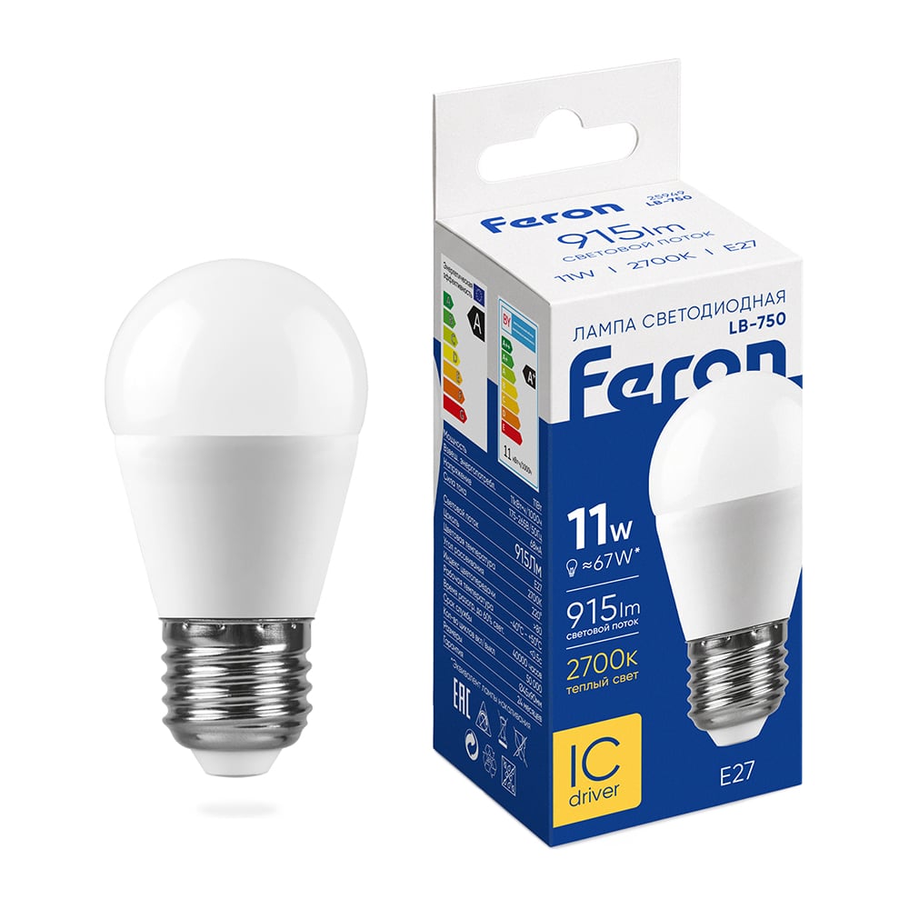 Изображение товара Светодиодная лампа FERON LB-750 11W E27 2700K Изображение товара Светодиодная лампа FERON LB-750 11W E27 2700K