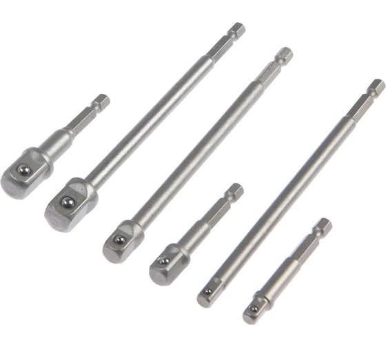 Изображение товара Набор адаптеров для торцевых головок под квадрат 1/4", 3/8", 1/2", 65 и 150 мм, 6 шт ТУНДРА 7443391