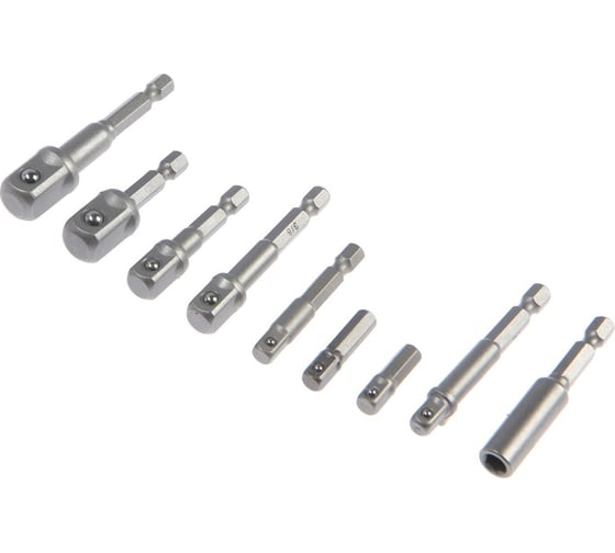 Изображение товара Набор адаптеров для бит и торцевых головок 1/4", 3/8", 1/2", 25 - 70 мм, 9 шт ТУНДРА 7443392