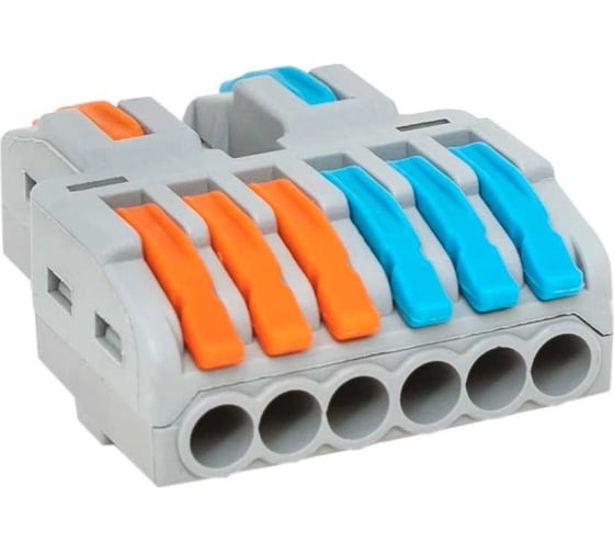 Изображение товара Разветвительная строительно-монтажная клемма EKF СМК 222-426 6 выходов 0,08-4 мм2 30 шт plc-smk-422-6