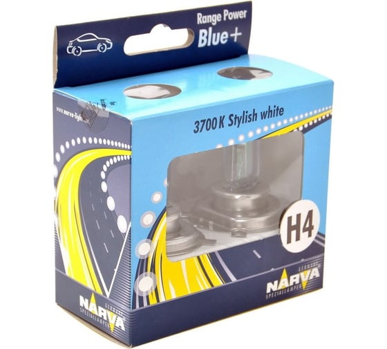 Изображение товара Автолампа H4 60 55 P43t-38+50 RANGE POWER BLUE 2шт 12V 1 10 NEW Narva 486772100