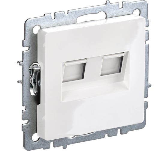 Изображение товара 2-ная компьютерная розетка rj45 IEK Brite кат.6 рк11-2-брб бел. BR-K20-2-K01