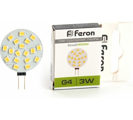 Изображение товара Светодиодная лампа FERON 3W 12V G4 4000K, LB-16 25093