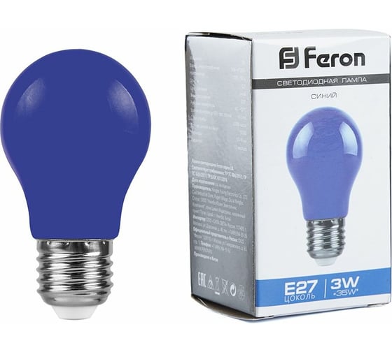 Изображение товара Светодиодная лампа FERON 3W 230V E27 синий, LB-375 25923