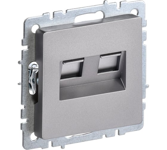 Изображение товара 2-ная компьютерная розетка rj45 IEK Brite кат.6 рк11-2-брс сталь BR-K20-2-K46