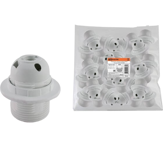 Изображение товара Патрон TDM ELECTRIC Е27 с кольцом, термостойкий пластик, белый, Б/Н SQ0335-0031