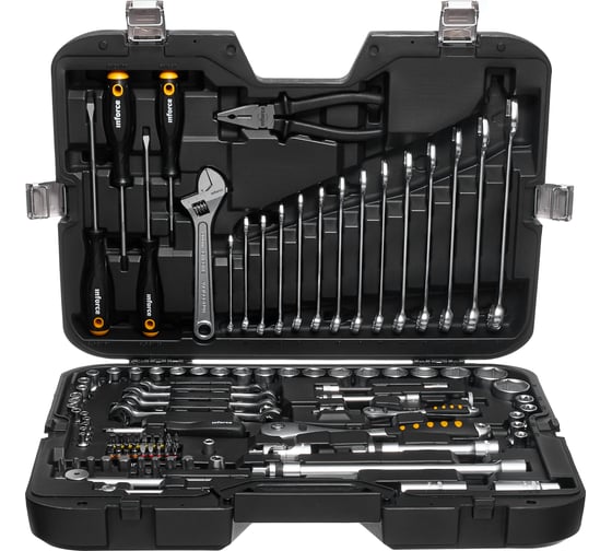 Изображение товара Набор инструментов Inforce 101 предмет 1/2 дюйма и 1/4 дюйма, Сталь Cr-V, Профессиональный, 06-07-15