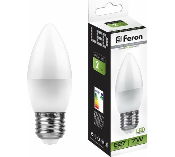 Изображение товара Светодиодная лампа FERON 7W 230V E27 4000K, LB-97 25759