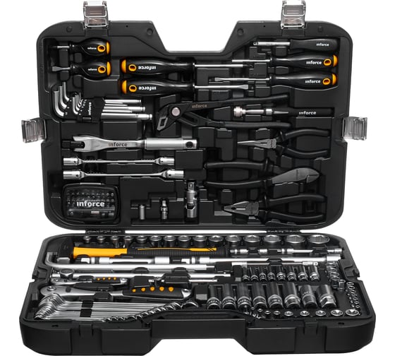 Изображение товара Набор инструментов Inforce 136 предметов 1/2 дюйма и 1/4 дюйма, Сталь Cr-V, Профессиональный, 06-07-17