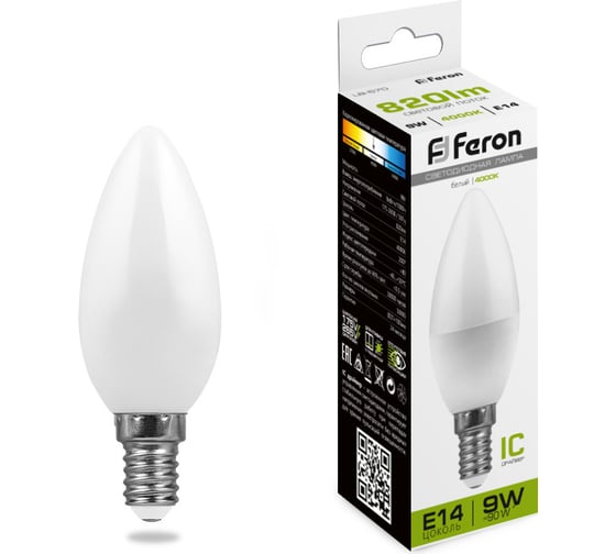 Изображение товара Светодиодная лампа FERON 9W 230V E14 4000K, LB-570 25799
