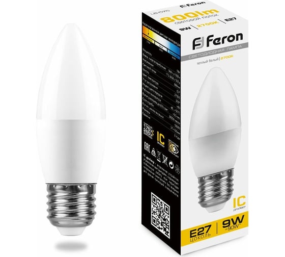 Изображение товара Светодиодная лампа FERON 9W 230V E27 2700K, LB-570 25936