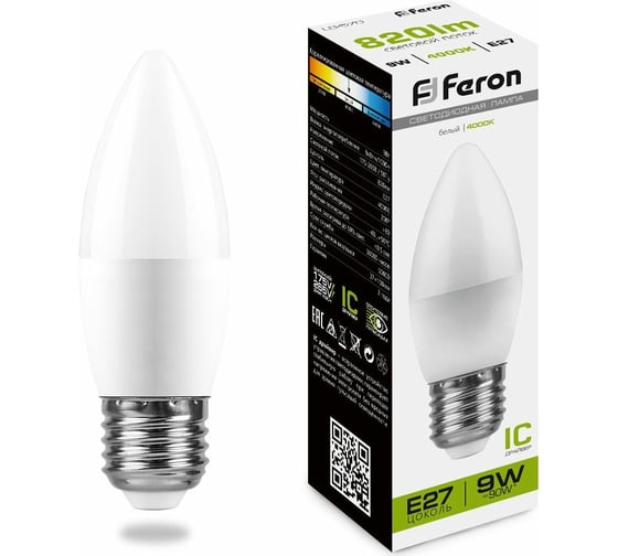 Изображение товара Светодиодная лампа FERON 9W 230V E27 4000K, LB-570 25937