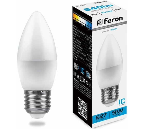 Изображение товара Светодиодная лампа FERON 9W 230V E27 6400K, LB-570 25938