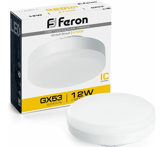 Изображение товара Светодиодная лампа FERON 12W 230V GX53 2700K, LB-453 25833