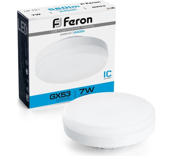 Изображение товара Светодиодная лампа FERON 7W 230V GX53 6400K, LB-451 25866