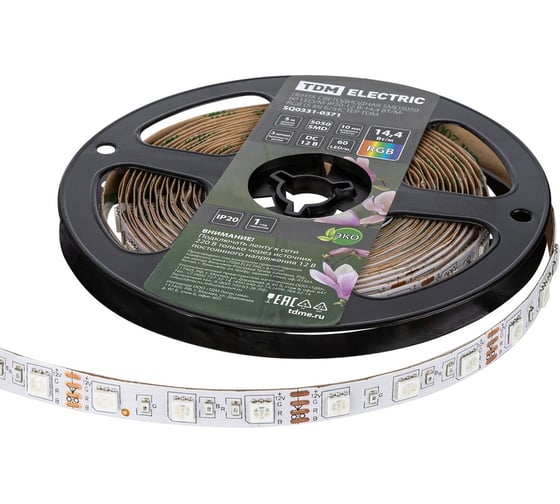 Изображение товара Светодиодная лента TDM ELECTRIC SMD5050-60 LED/м-IP20-12 В-14,4 Вт/м-RGB (5 м) блистер SQ0331-0371